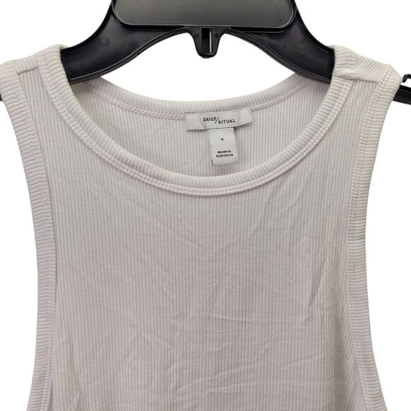 Daily Ritual Women Racerback Tank Top White Fine Rib Racerfront Shirt Small - Picture 3 of 8